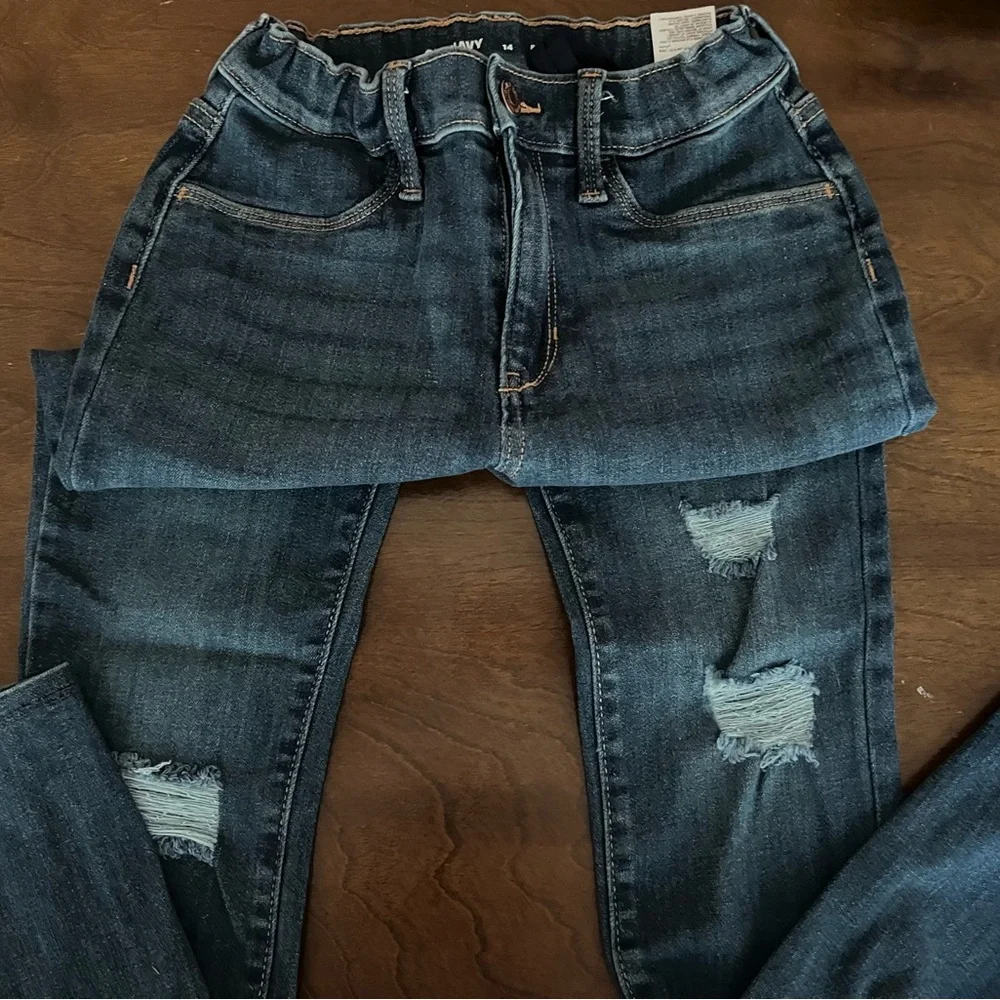 Old Navy Dark Blue Distressed Kids Jeans sz 14